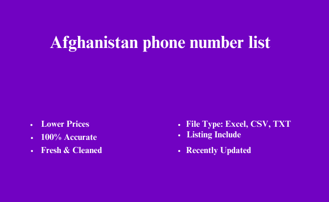 Afghanistan phone number list